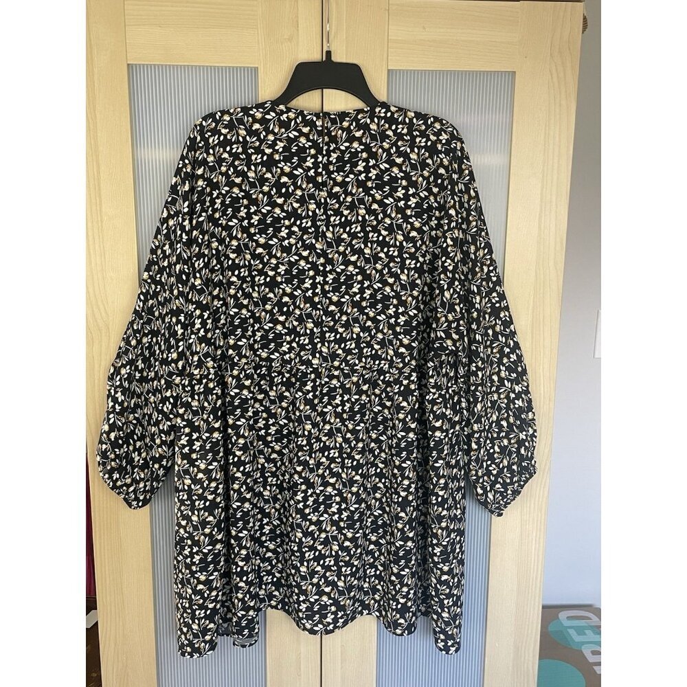 Zara Black White Floral DressSz XL Ruffles Boho Summer Travel Beach Festival‎ - Picture 3 of 3